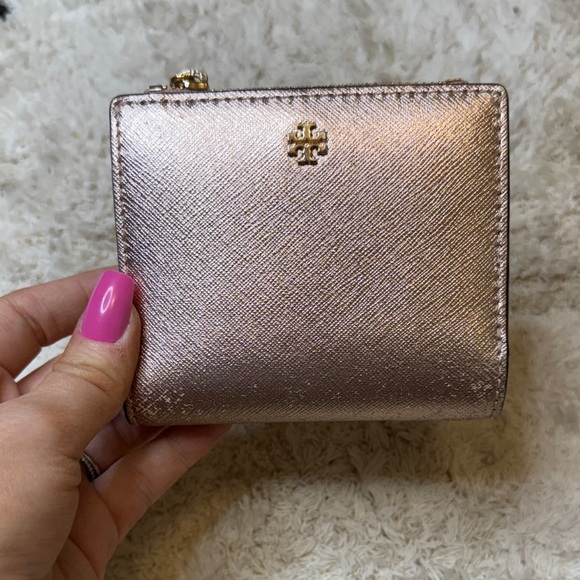 Tory Burch Handbags - Tory Burch Emerson Mini Rose Gold Wallet